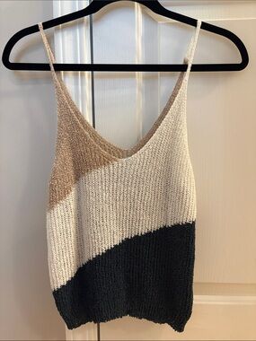 Colorblock Knit Cami - Cream, Tan & Green